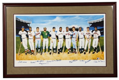 500 Home Run Club Signed Limited Edition Framed Print with 12 Signatures including Mantle and Williams